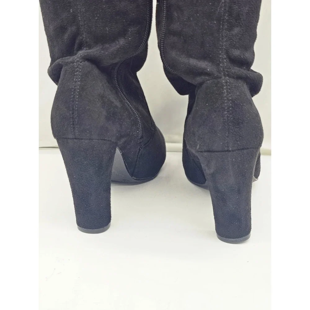 Charlotte Russe Over the Knee Boots Women Size 8 Black t Faux Suede Heel